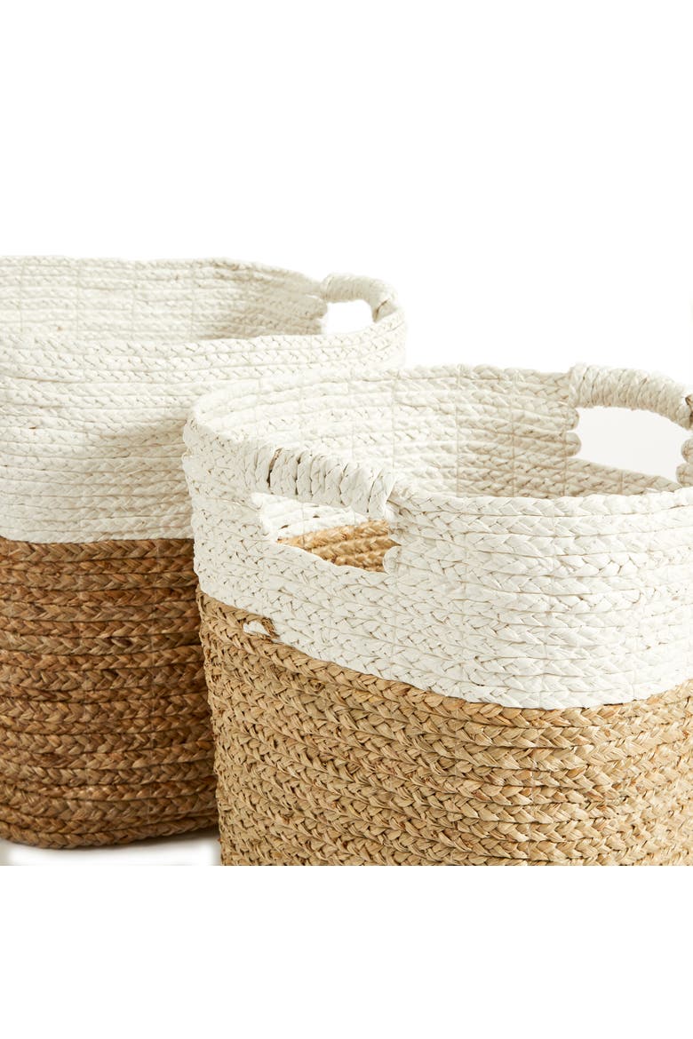 Madura Rectangular Baskets Set of 2, Alternate, color, White