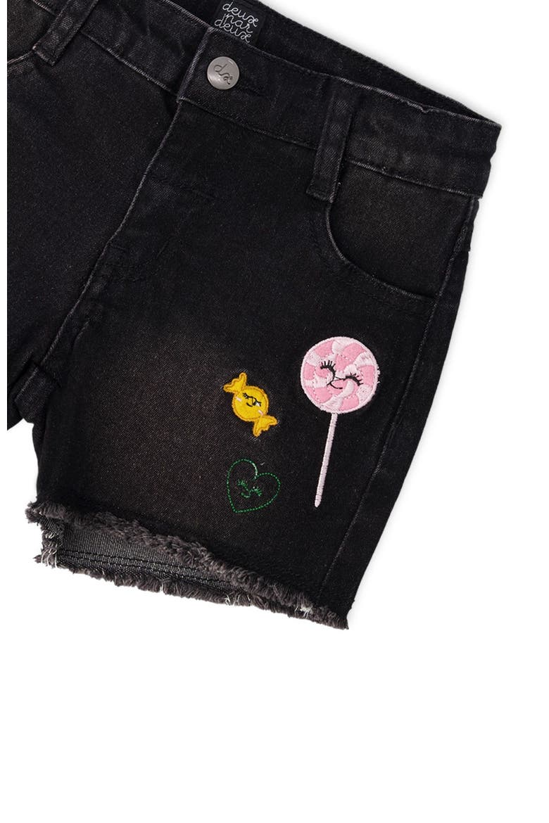 Candy and Lollipop Embroidery Denim Shorts, Alternate, color, Black Denim