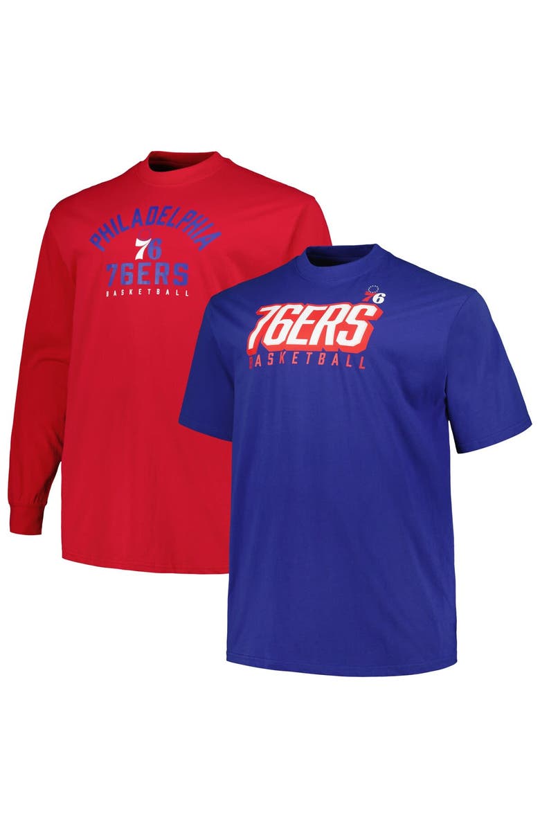 FANATICS Men's Fanatics Branded Royal/Red Philadelphia 76ers Big & Tall Short Sleeve & Long Sleeve T-Shirt Set, Alternate, color, Royal