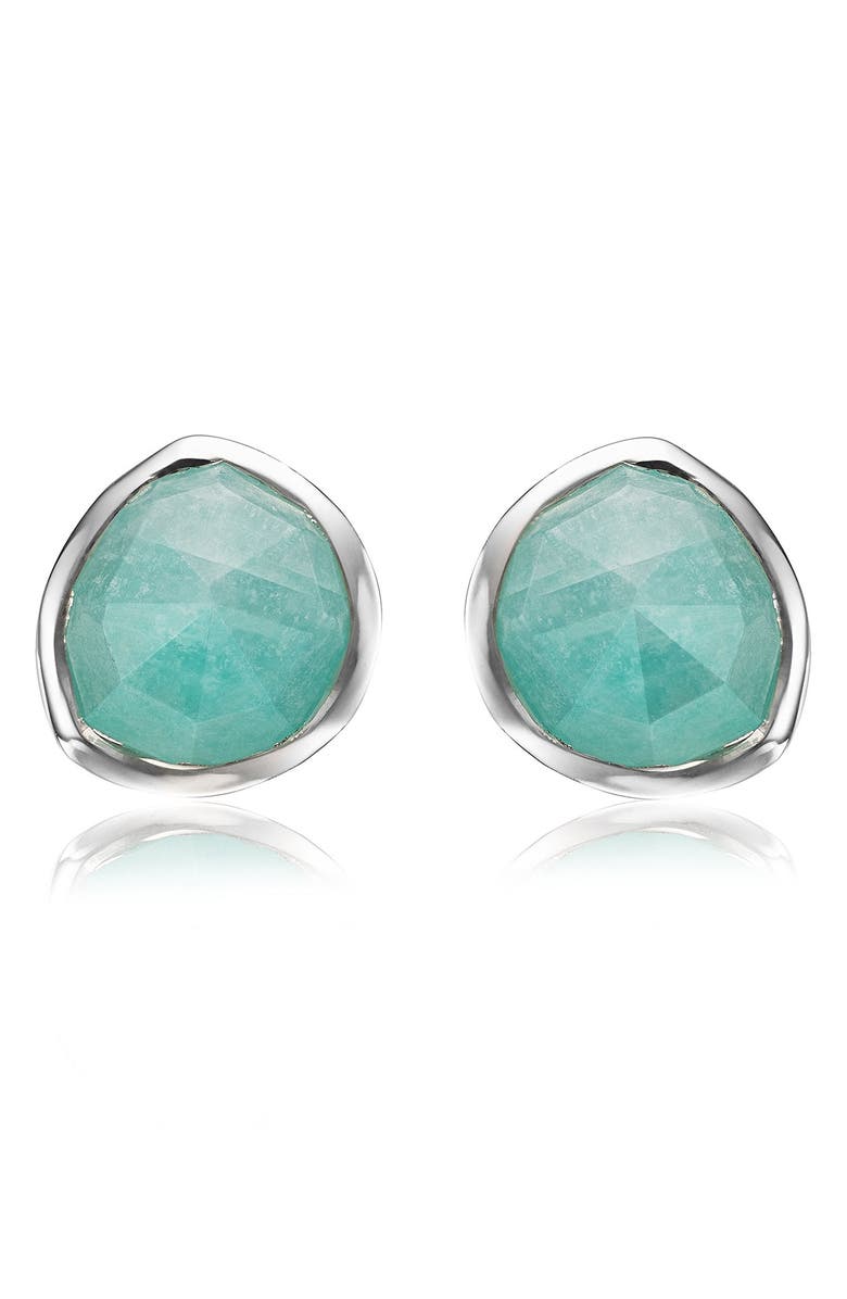 Monica Vinader Siren Stud Earrings, Main, color, Silver/ Amazonite