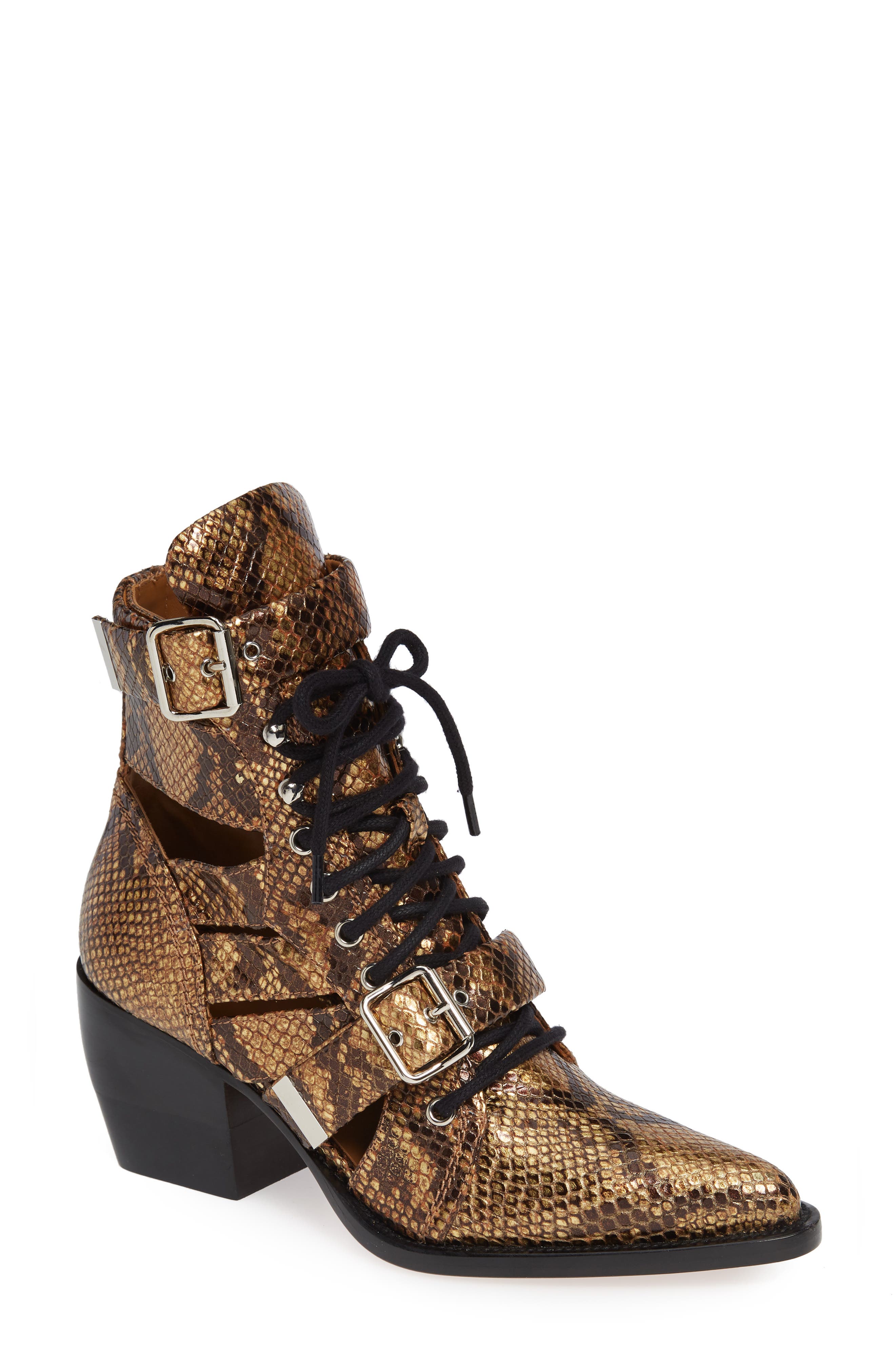 Chloé Rylee Pointy Toe Cage Boot, Main, color, 