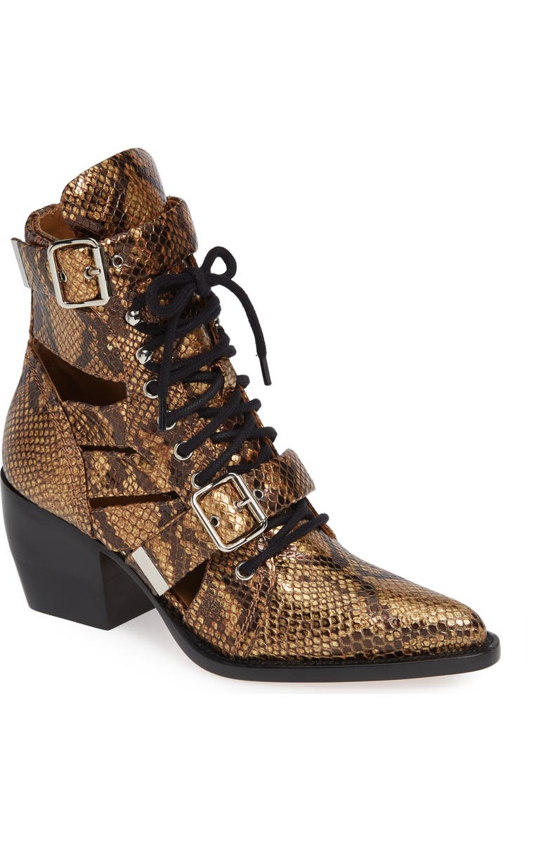 Chloé Rylee Pointy Toe Cage Boot, Main, color,