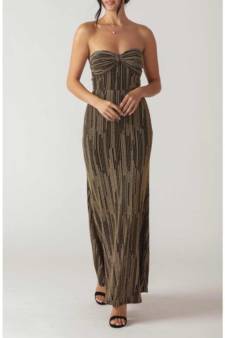 Metallic Lurex Maxi Dress, Main, color, BLACK GOLD