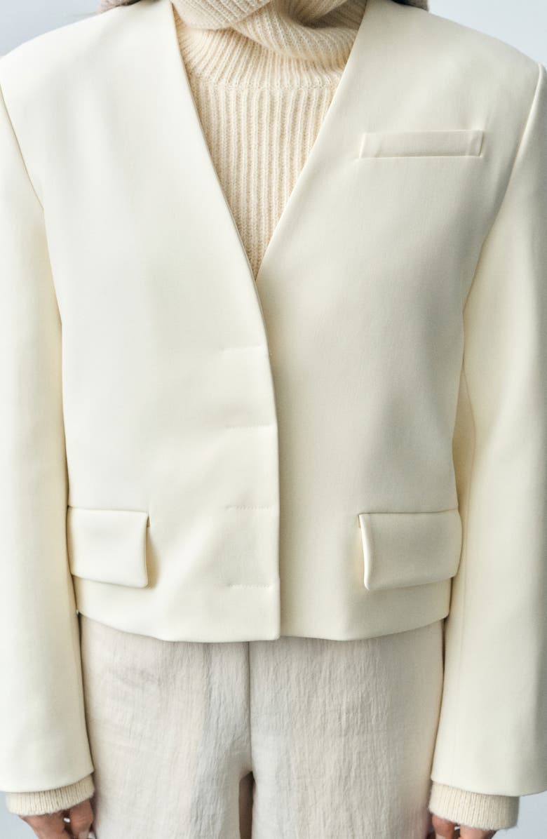 MANGO Jeanne Structured Crop Blazer, Alternate, color, Natural White