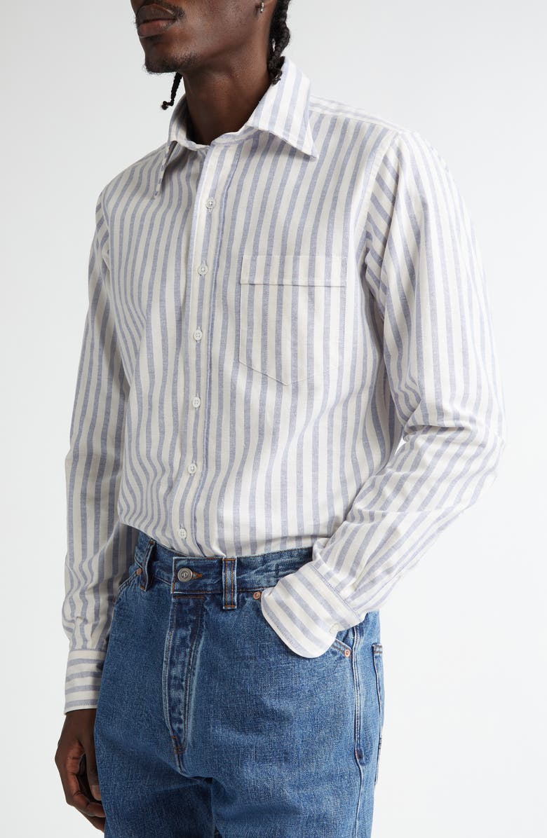 Drake's Stripe Cotton Oxford Button-Up Shirt, Alternate, color,