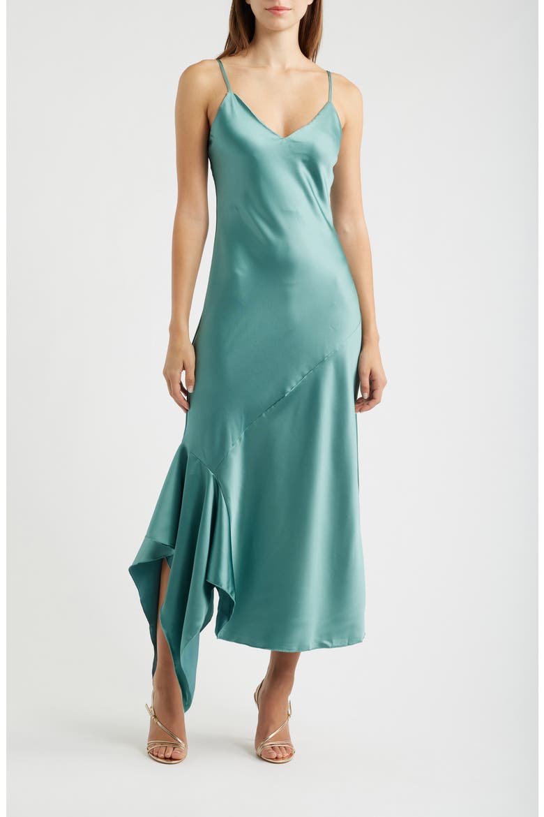 Sleeveless Satin Bias Slipdress, Main, color, SEA FOAM