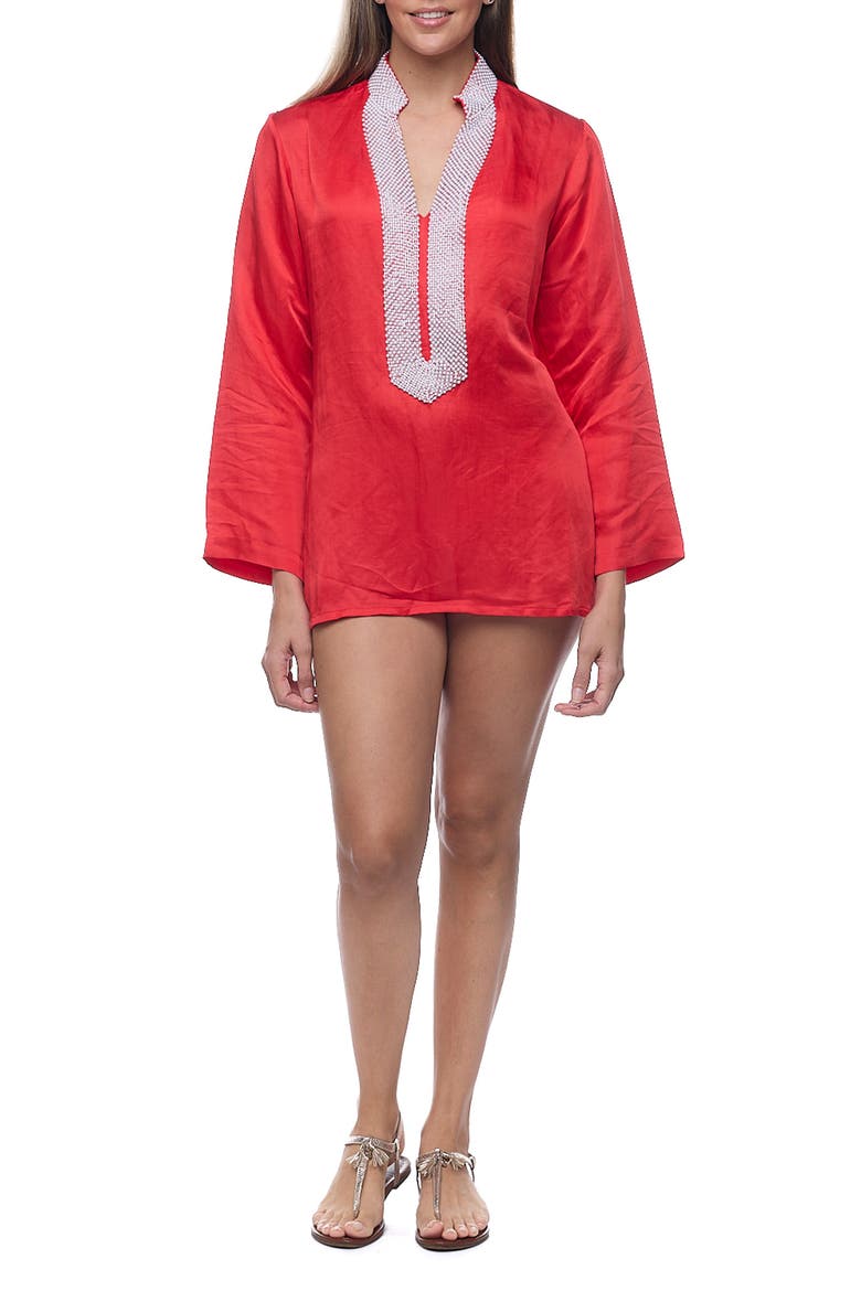 Embellished Long Sleeve Tunic, Main, color, RED