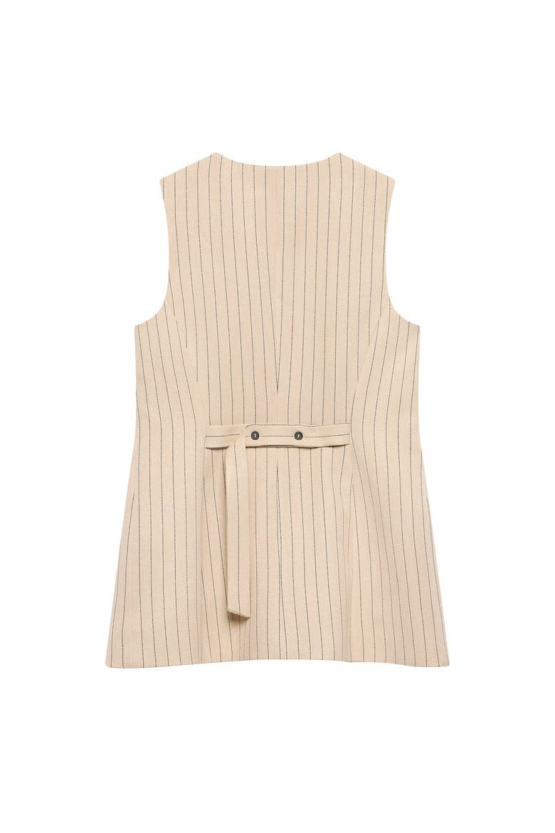 Pinstripe Longline Waistcoat, Alternate, color, Camel
