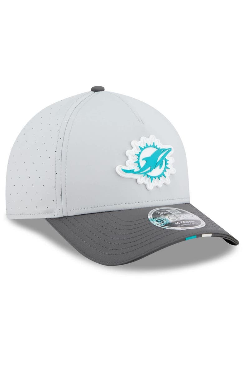 Men's New Era  Gray/Graphite Miami Dolphins 2025 NFL Training Camp A-Frame 9FORTY Adjustable Hat, Alternate, color, Gray