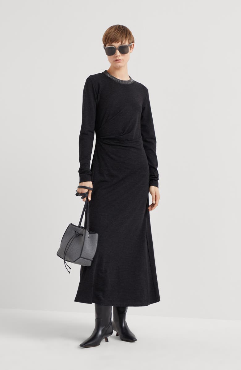 Brunello Cucinelli Virgin wool jersey dress, Alternate, color, 
