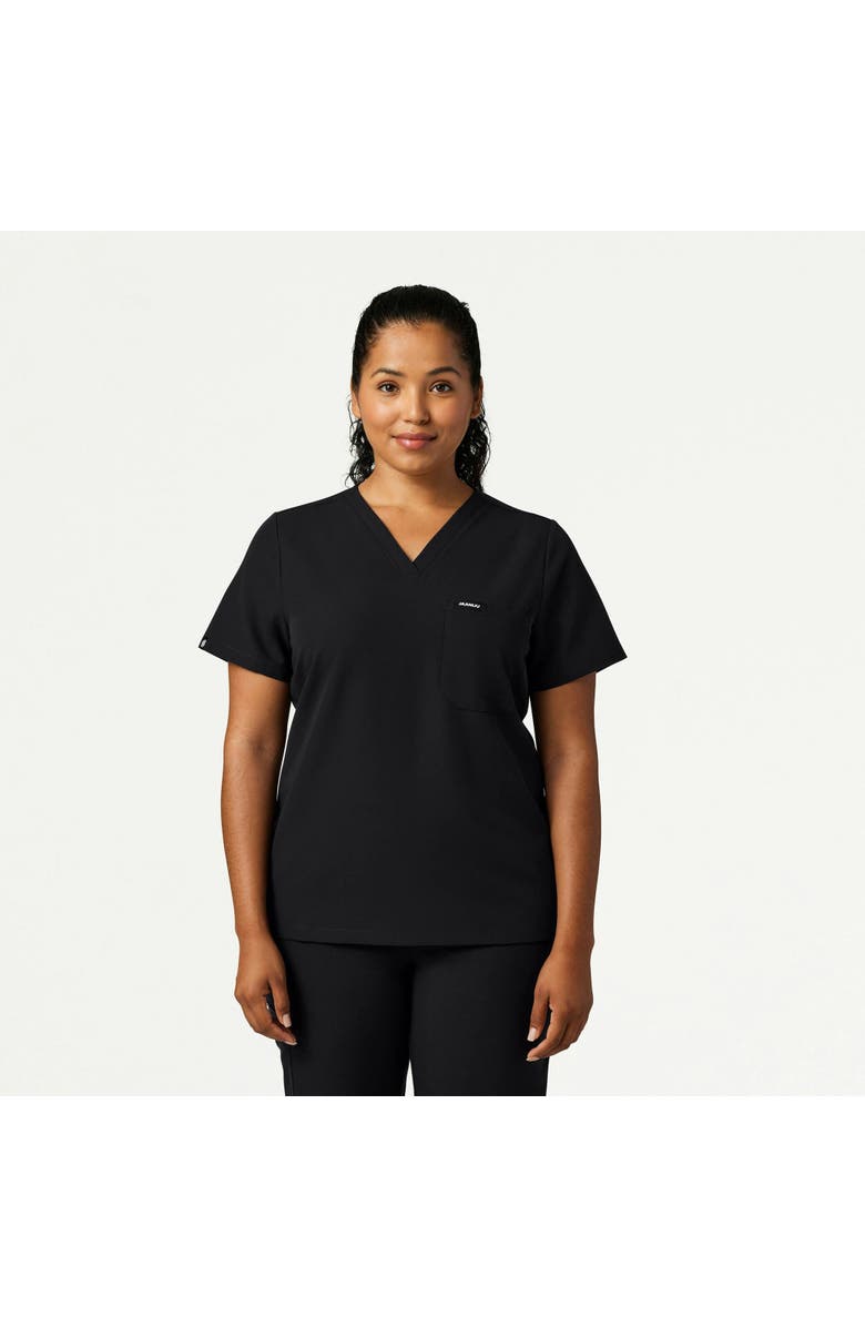 JAANUU Rhena Women's 1-Pocket Slim V-Neck Scrub Top, Alternate, color, Black