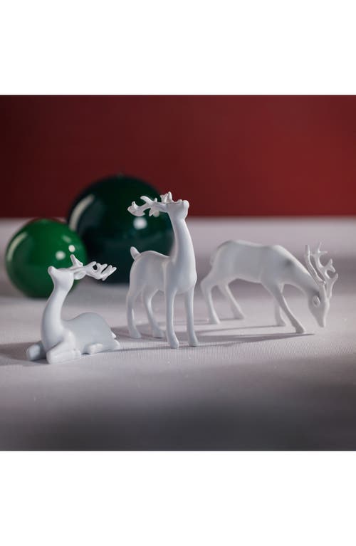 Zodax Set Of 6 Decorative Reindeer Figurines In White