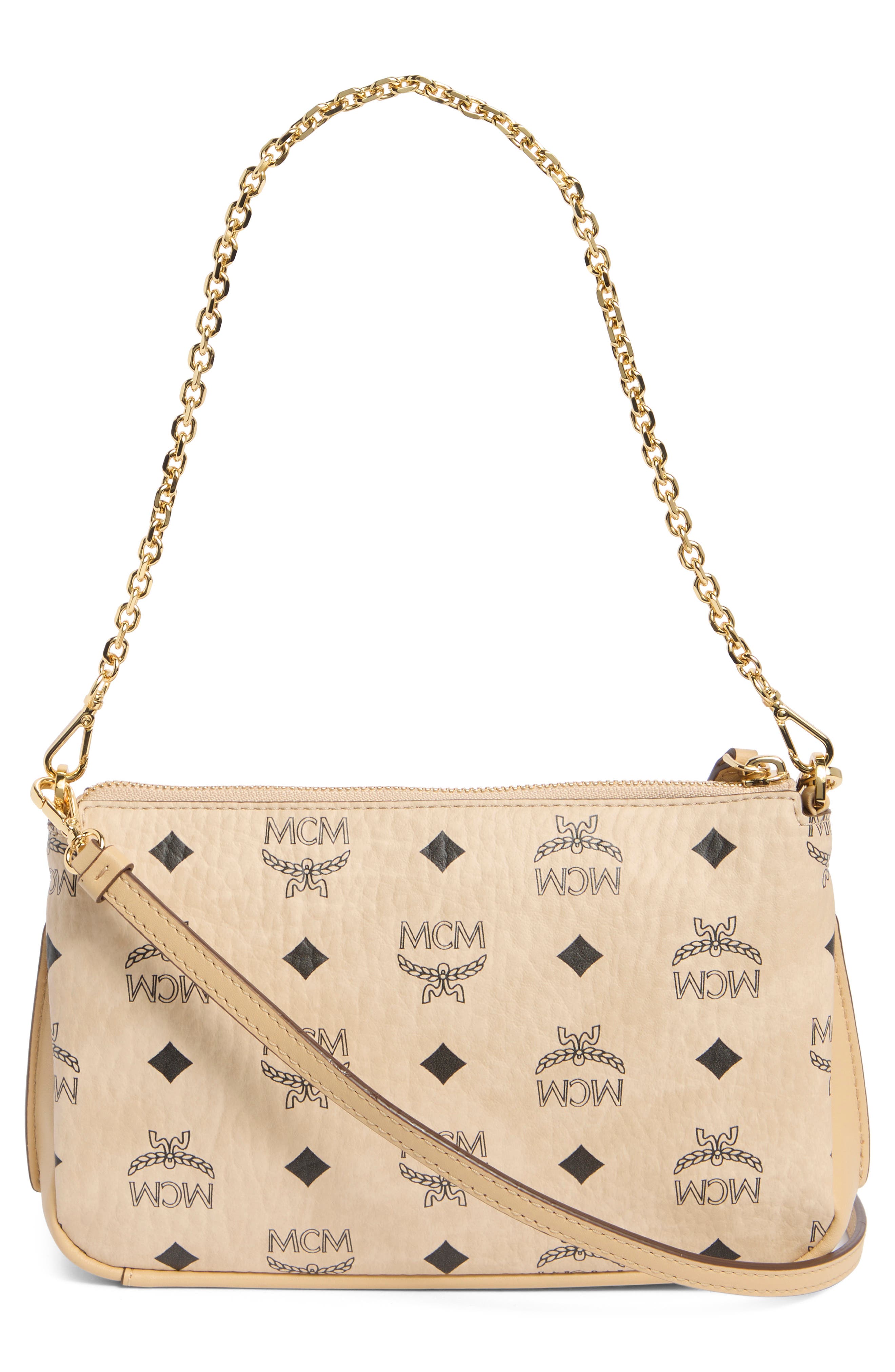 MCM Aren Shoulder Bag, Alternate, color, Beige