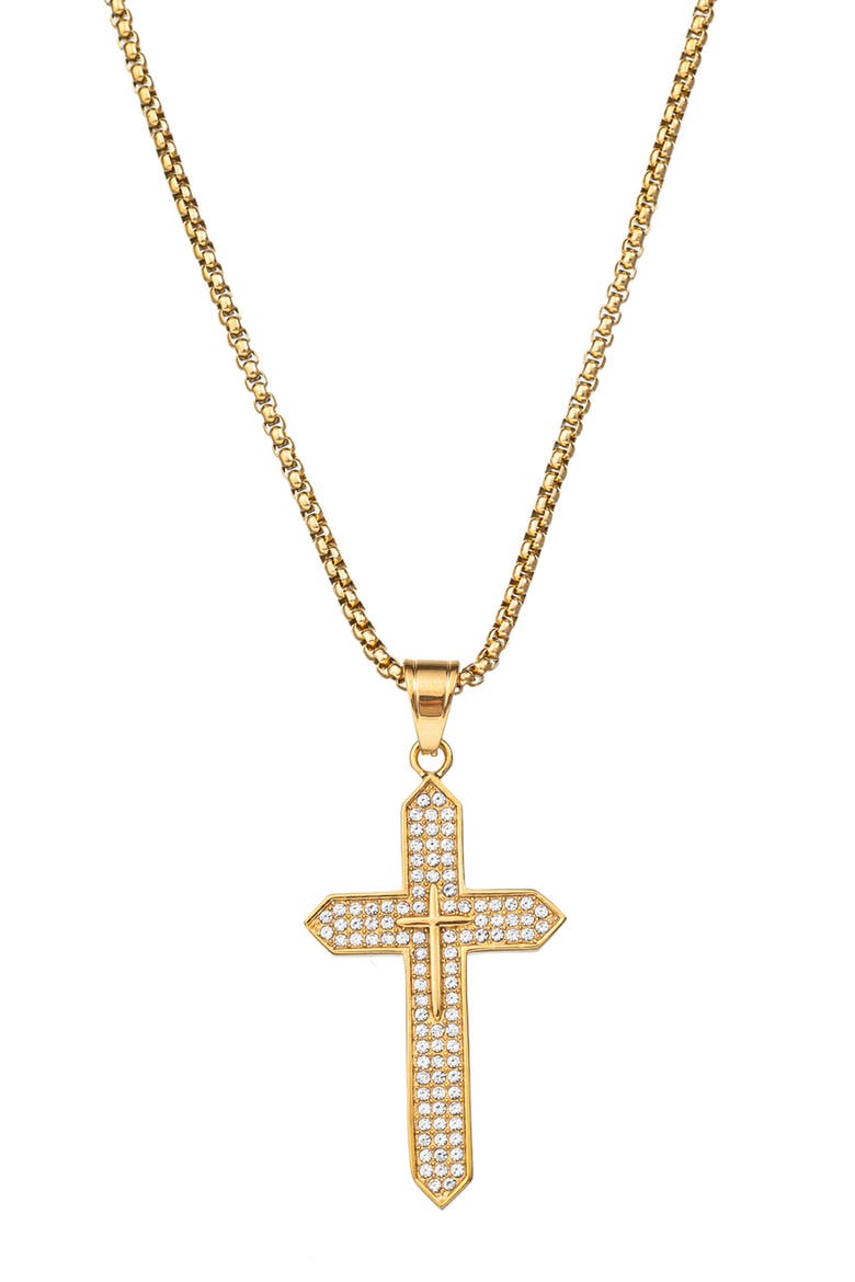 Men's Jude Spike Cross Pendant Necklace, Main, color, GOLD