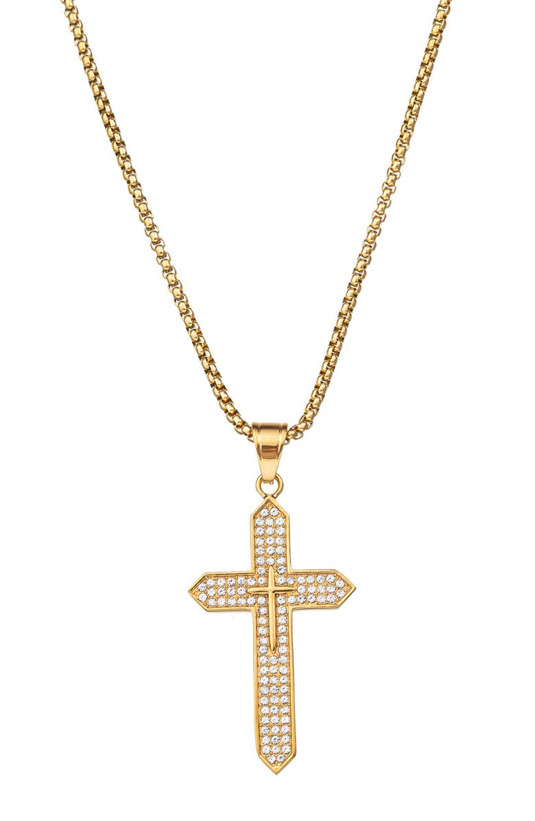 EYE CANDY LOS ANGELES Men's Jude Spike Cross Pendant Necklace, Main, color, Gold