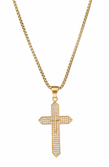 EYE CANDY LOS ANGELES Men's Jude Spike Cross Pendant Necklace