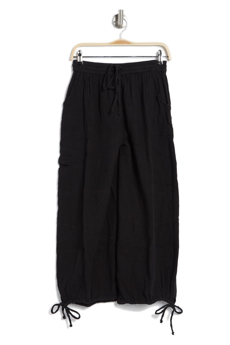 Double Gauze Cargo Pants, Alternate, color, BLACK