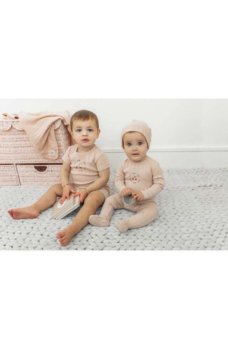 Bebe Bella Pointelle Ribbed Blanket, Alternate, color, White