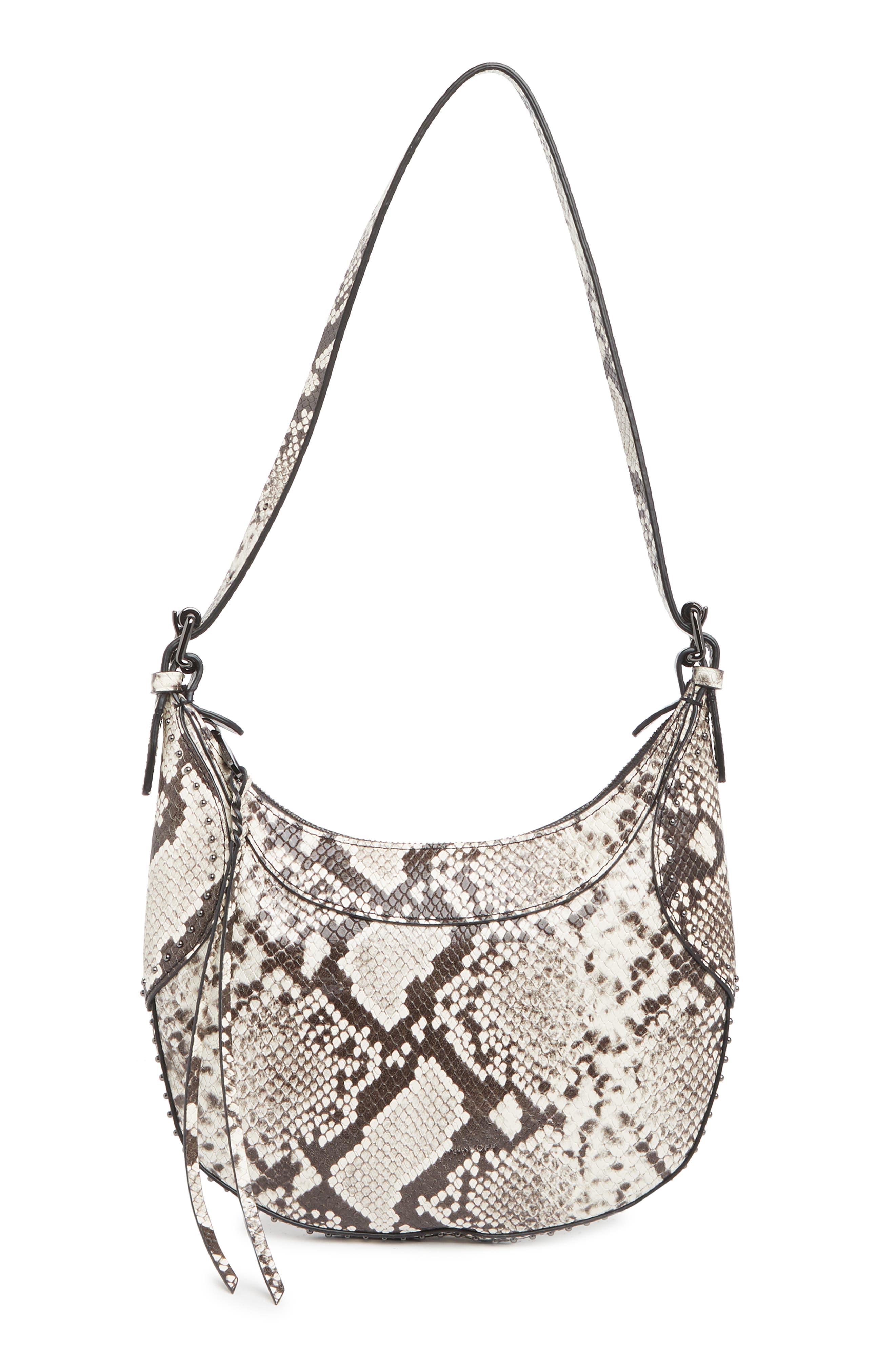 Rebecca Minkoff Pippa Studded Snake Print Leather Hobo Bag, Main, color, 