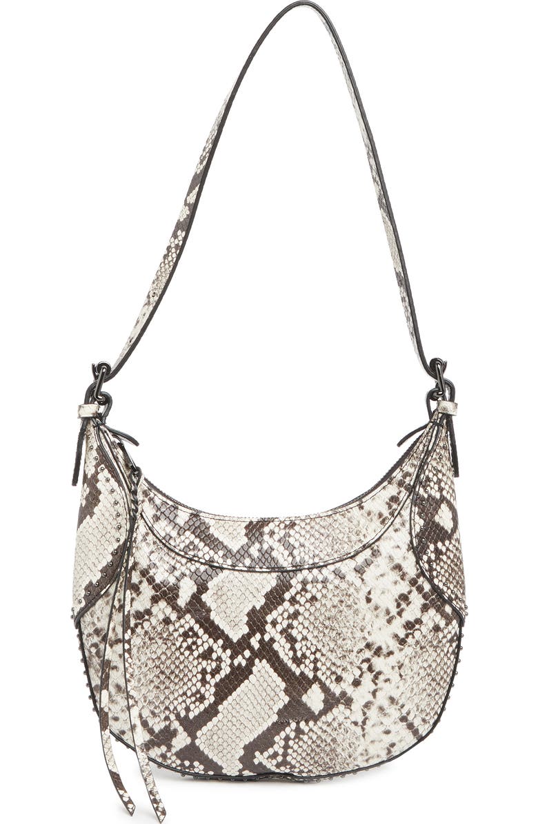 Rebecca Minkoff Pippa Studded Snake Print Leather Hobo Bag, Main, color,