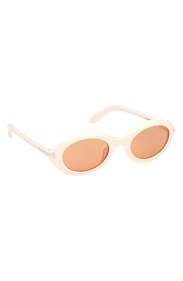 TOM FORD 51mm Oval Sunglasses, Alternate, color, Ivory / Brown