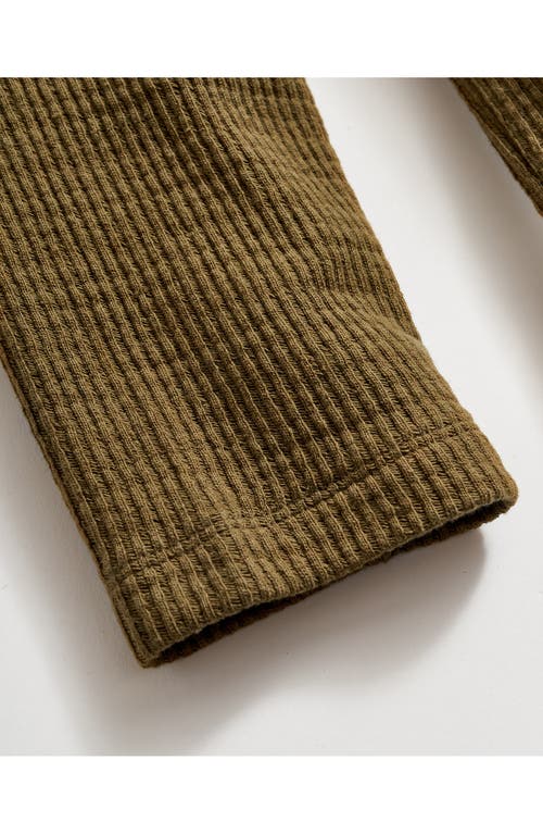 Billy Reid Drop Stitch Long Sleeve Polo In Olive