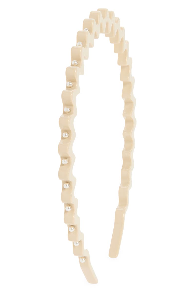 Imitation Pearl Headband, Main, color, BEIGE