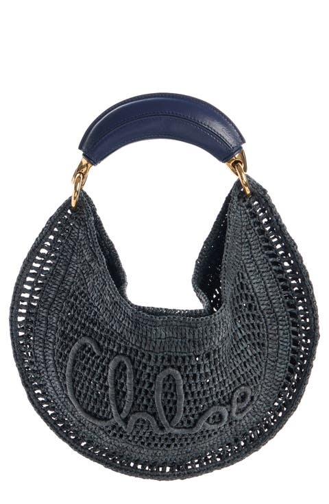 Summer Banana Crochet Raffia Hobo Bag