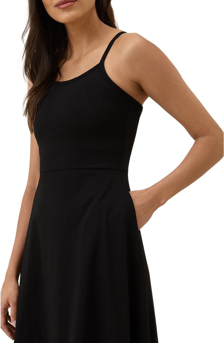 Pact Organic Cotton Fit & Flare Midi Dress, Alternate, color, Black