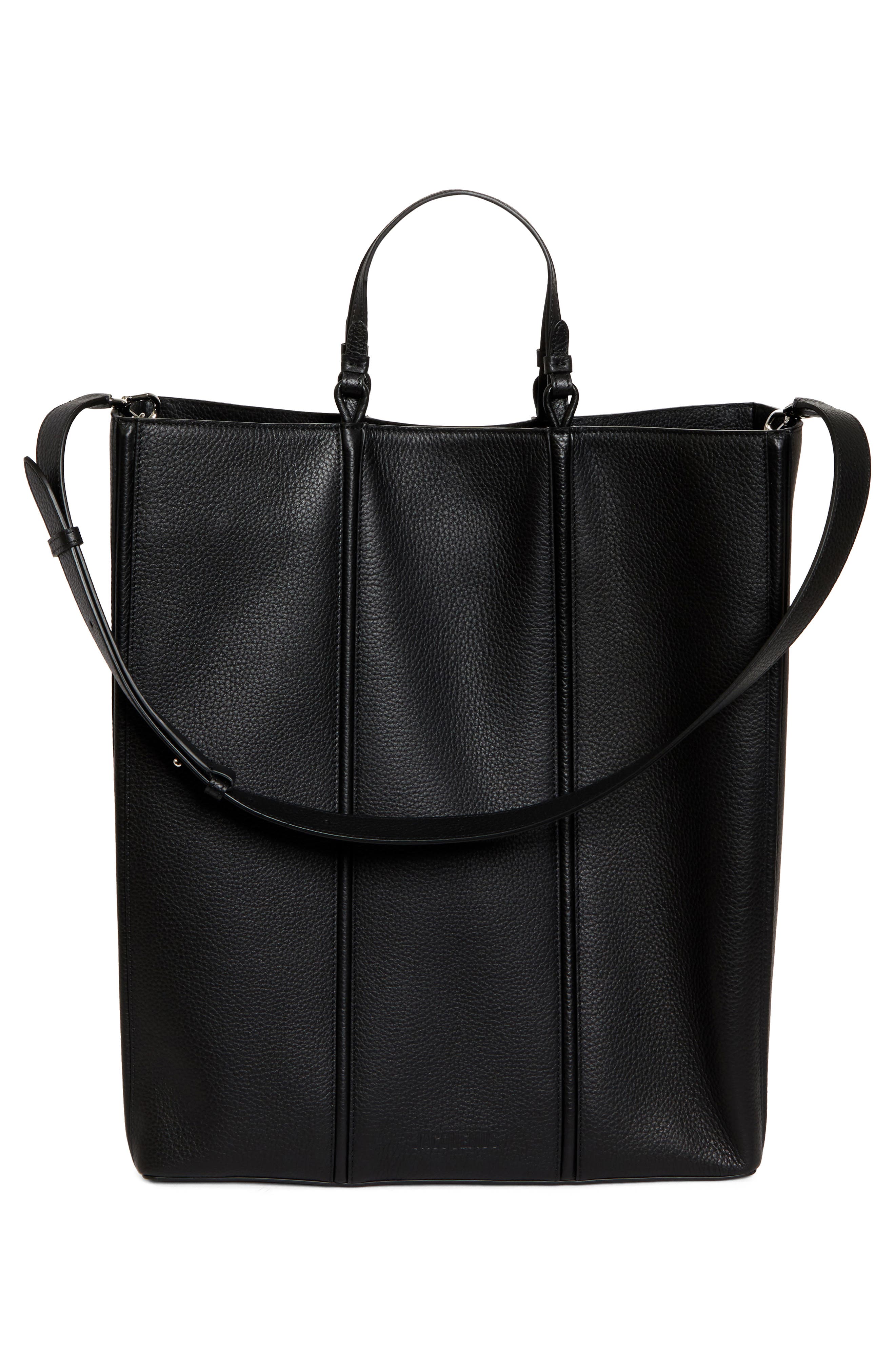Jacquemus Le Cabas Marino Leather Tote, Alternate, color, Black