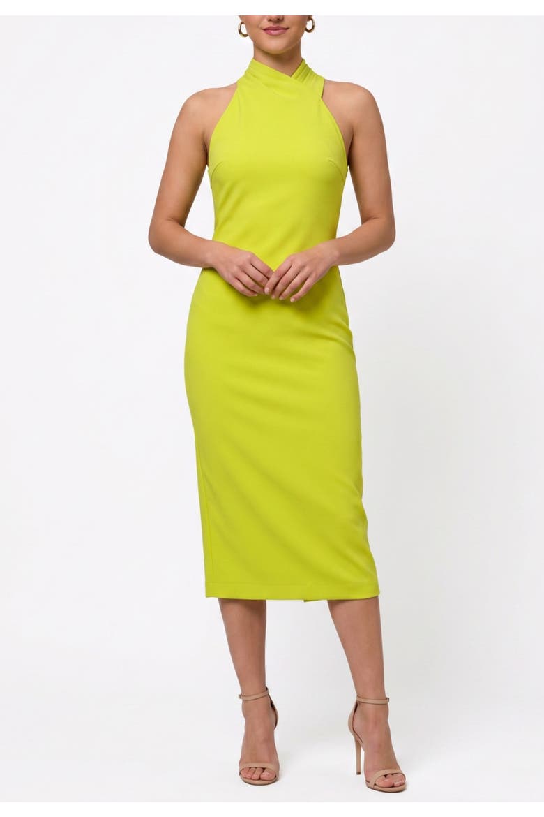 Harland Crossover Halter Midi Dress, Main, color, Tender Shoots