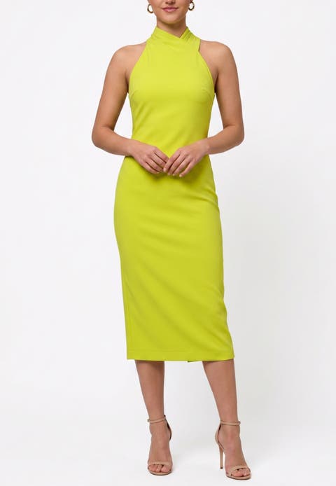 Harland Crossover Halter Midi Dress