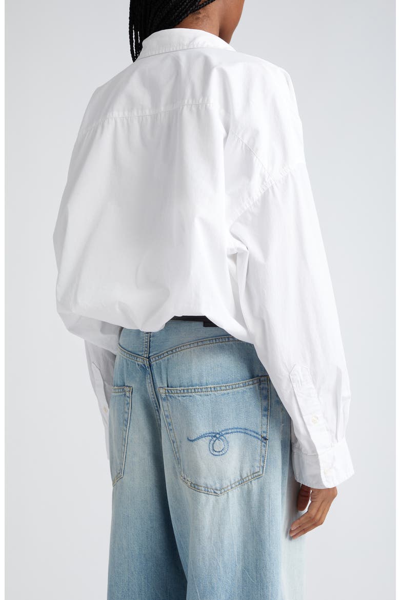 Bubble Hem Cotton Button-Up Shirt, Alternate, color, WHITE