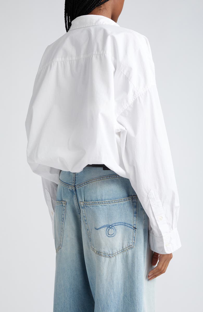 R13 Bubble Hem Cotton Button-Up Shirt, Alternate, color, White