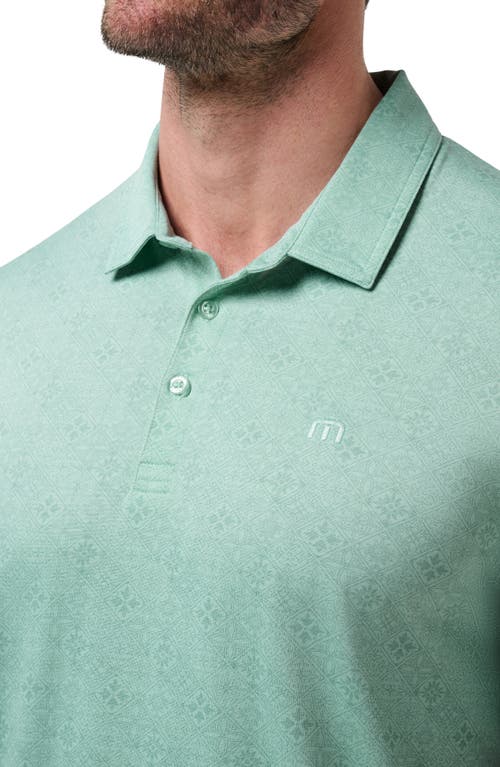 Travismathew Acropolis Geo Print Cotton Blend Polo In Eggshell Blue