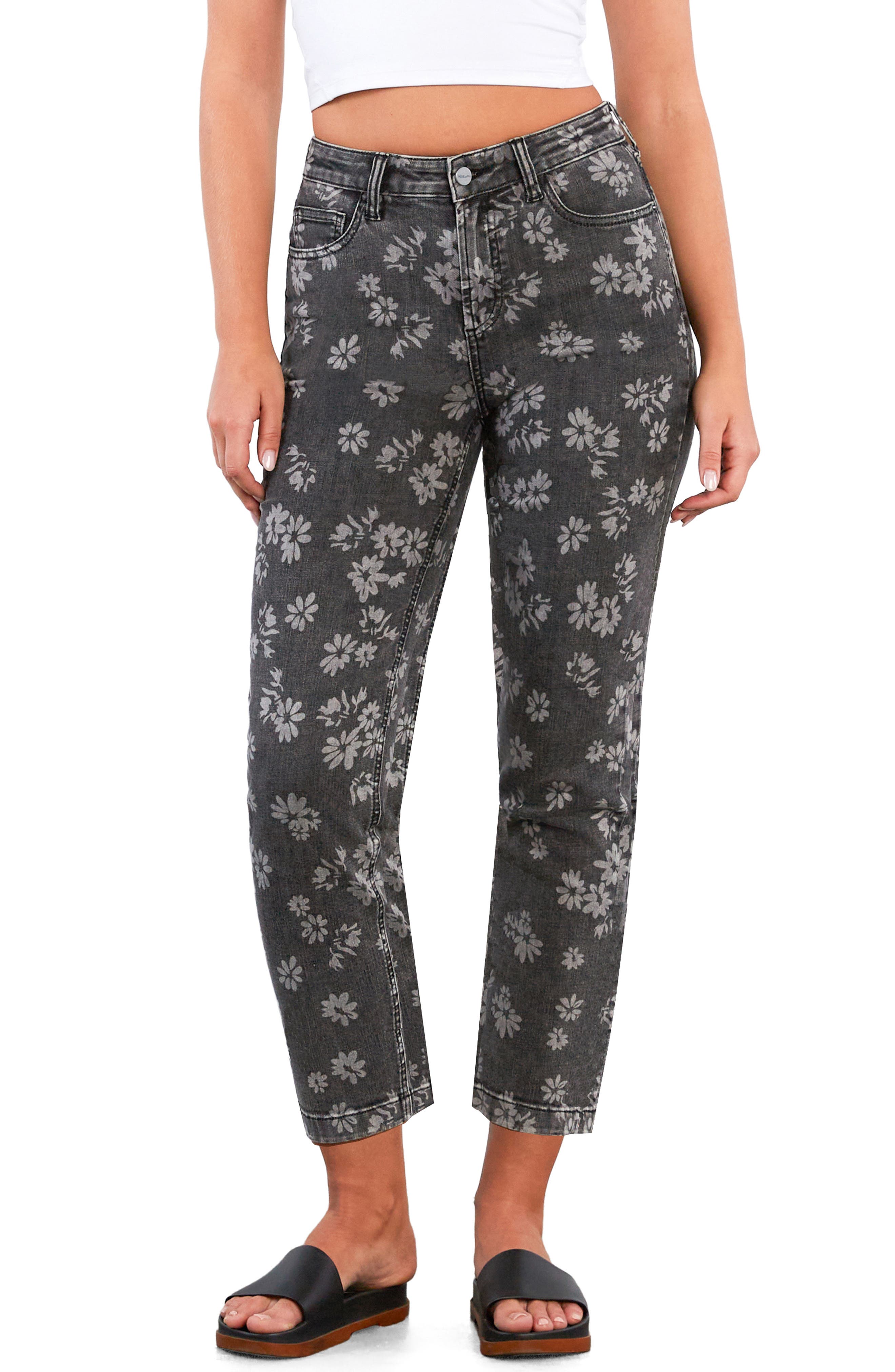 GREY FLORAL DENIM
