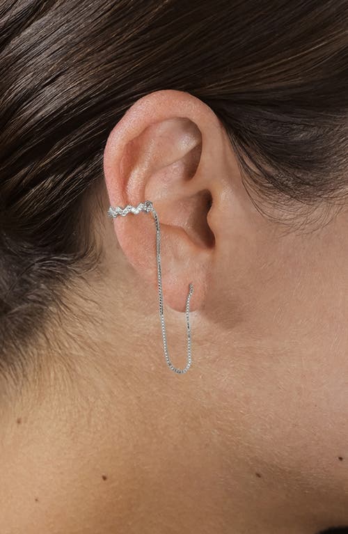 Sterling Forever Zigzag Cubic Zirconia Threader & Cuff Earrings