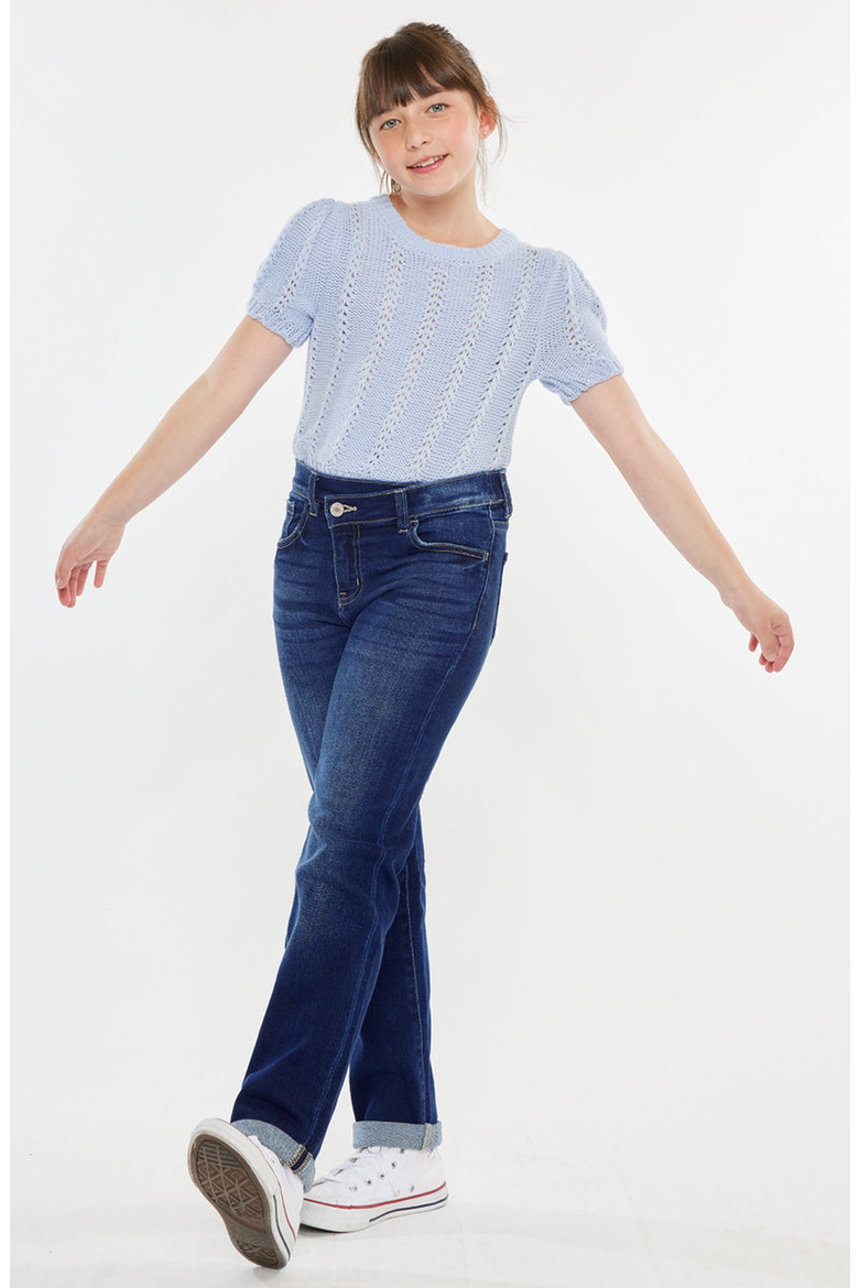 Milly Mid Rise Straight Jeans, Alternate, color, Dark Wash
