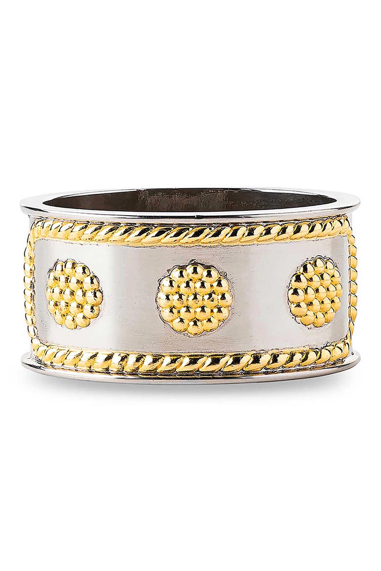 Berry & Thread Gold Accent Napkin Ring, Main, color, BRIGHT SATIN SILVER/ GOLD