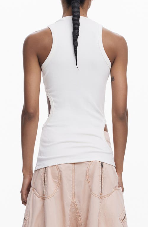 Desigual Sleeveless Cutout T-shirt In White
