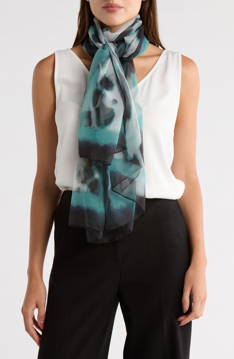 Nine West Chiffon Scarf, Main, color, Aqua