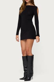 EDIKTED Billy Cutout Long Sleeve Body-Con Minidress