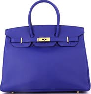 Pre-Owned Hermes Birkin Handbag Blue Epsom with Gold Hardware 35