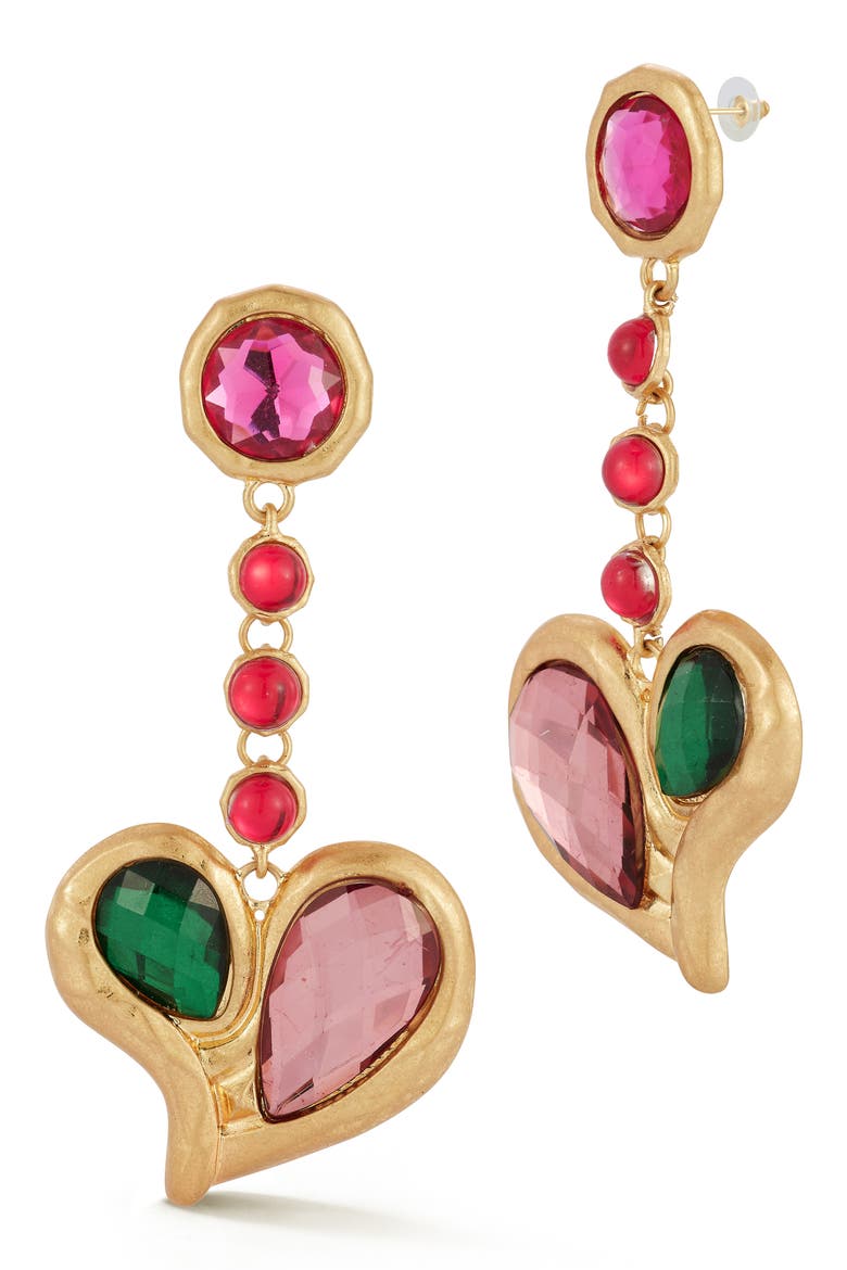 Heart Drop Earrings, Main, color, GOLD