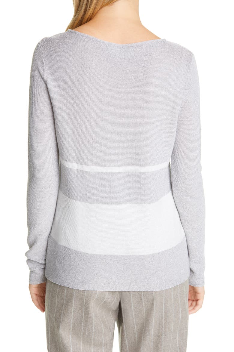 Metallic Stripe Wool Blend Sweater, Alternate, color, GREY