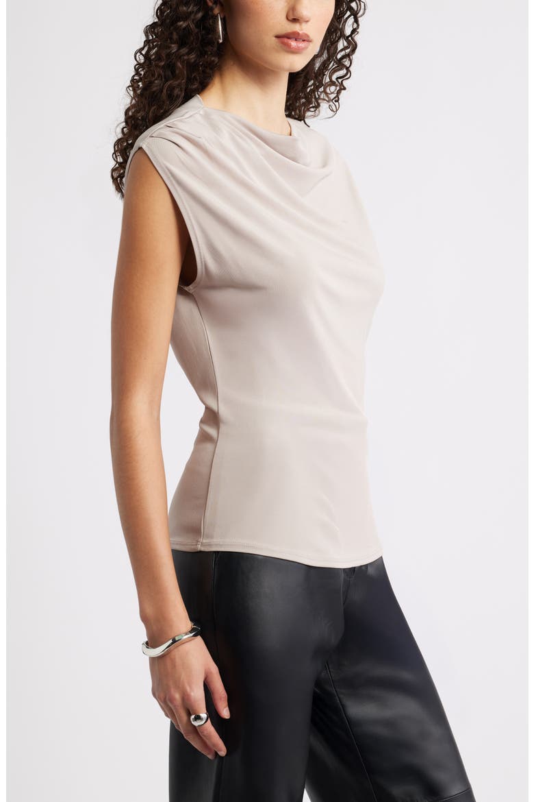 Drape Cap Sleeve Jersey Top, Alternate, color, TAN ETHEREA
