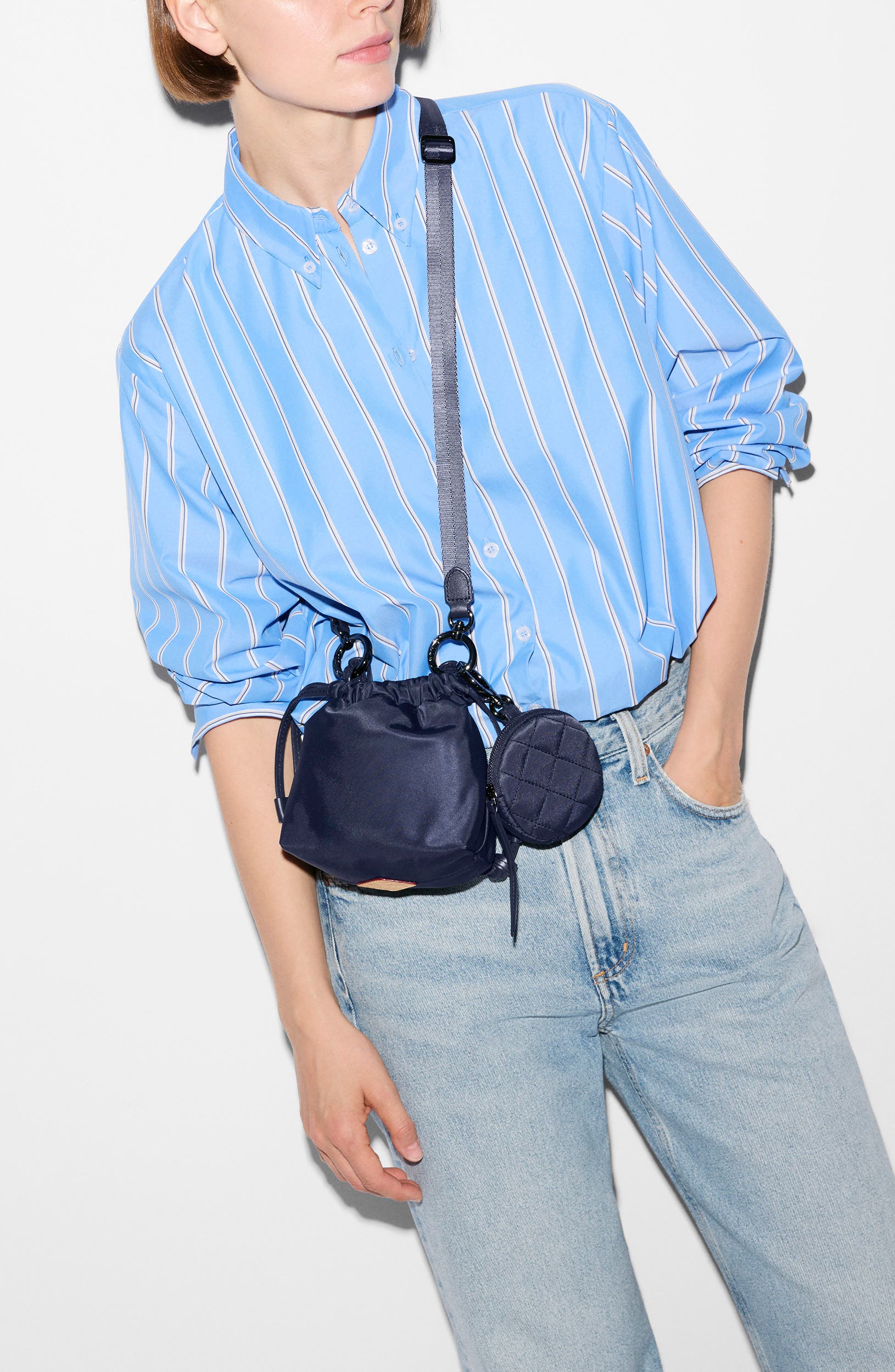 Waverly Bebe Bucket Bag, Alternate, color, NAVY