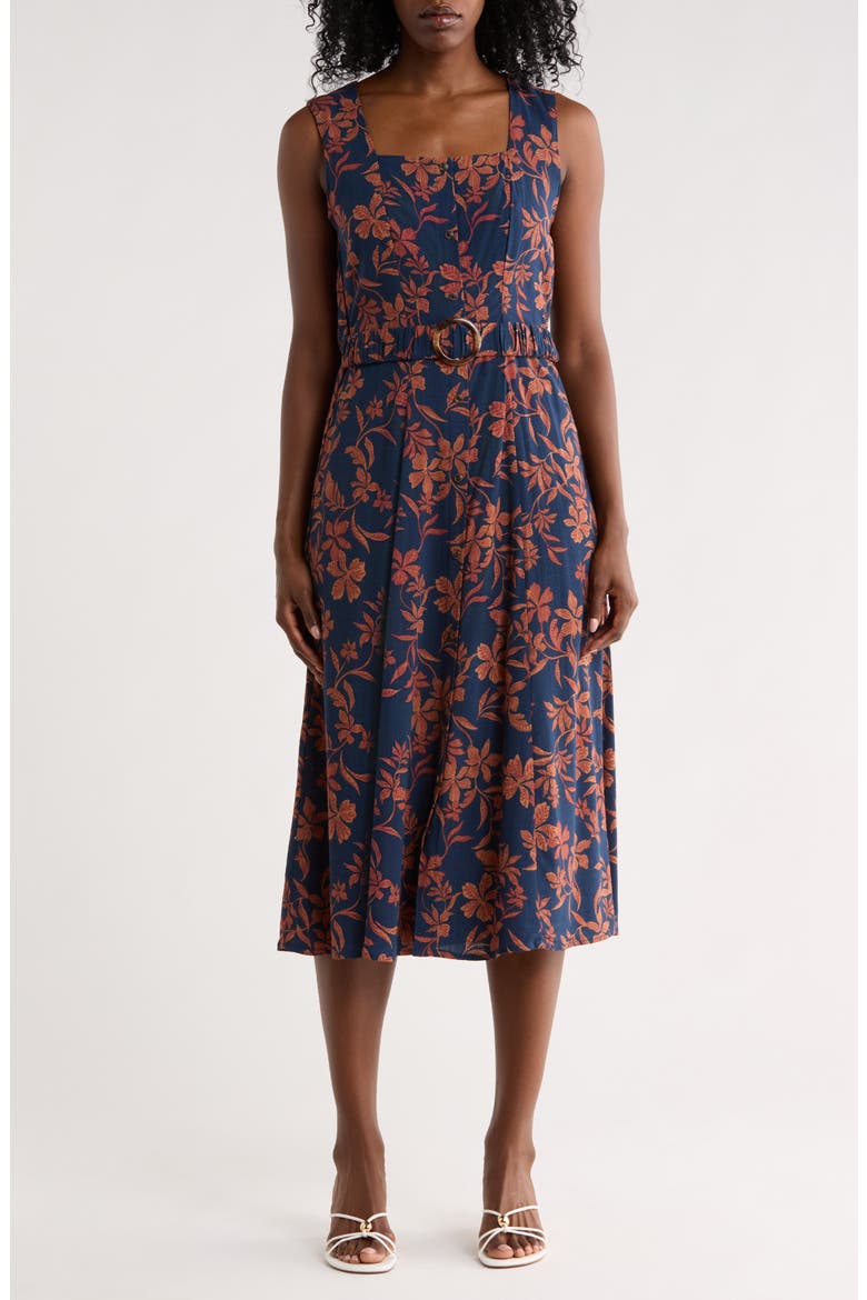 Square Neck Midi Dress, Main, color, INSIGNIA BLUE