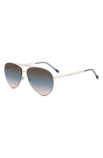 Isabel Marant 62mm Gradient Aviator Sunglasses In Palladium Blue/brown Teal