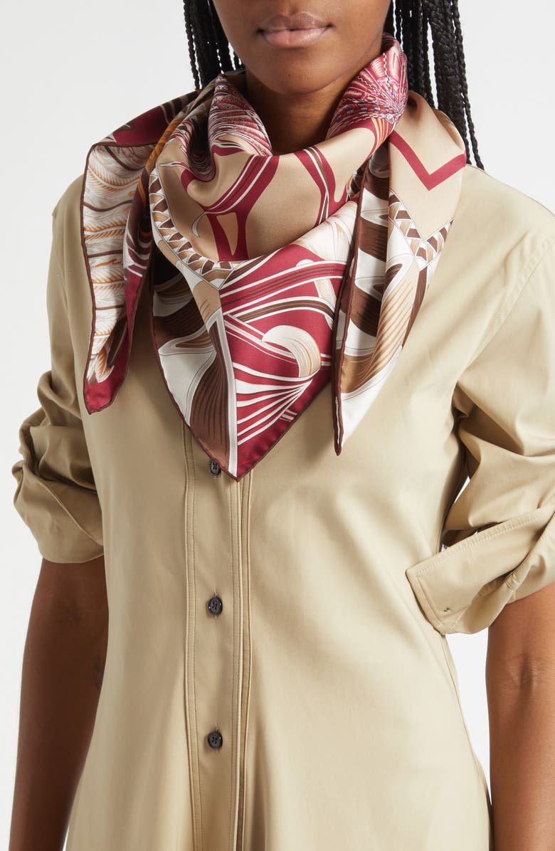 FERRAGAMO Giada Reversible Silk Scarf, Alternate, color, Nude/ Cherry